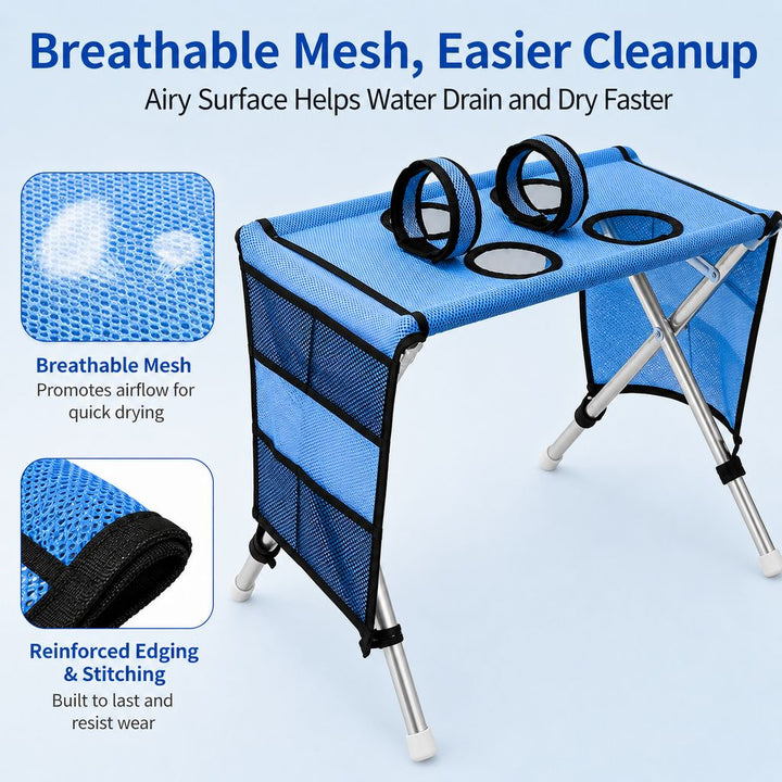 Foldable Pet Grooming Table with 4 Leg Openings