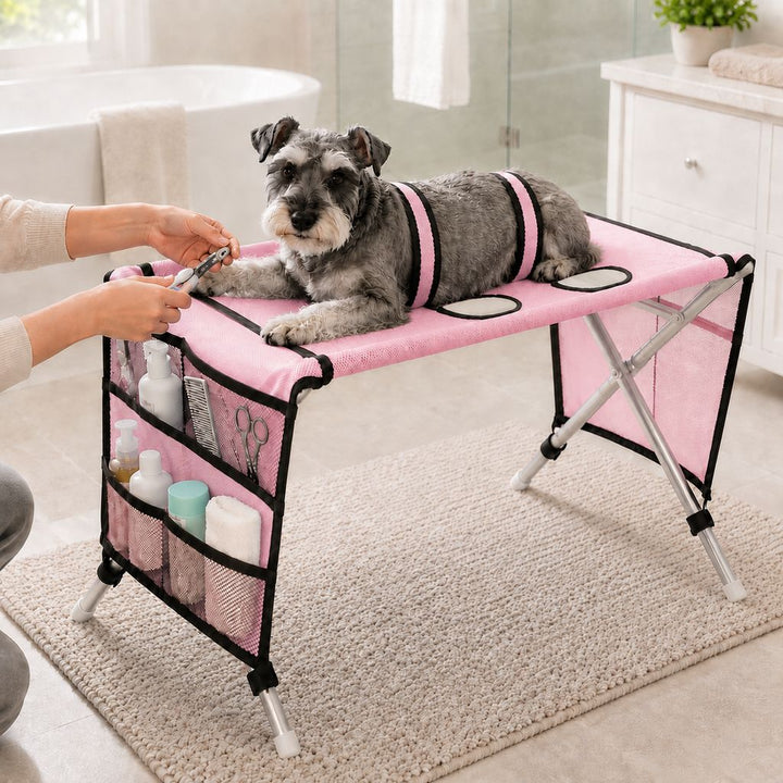 Foldable Pet Grooming Table with 4 Leg Openings