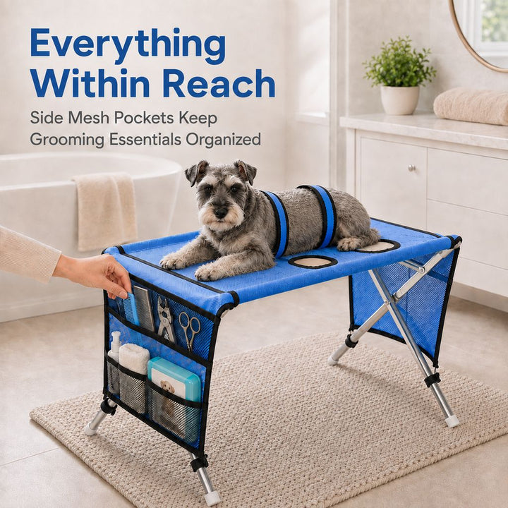Foldable Pet Grooming Table with 4 Leg Openings