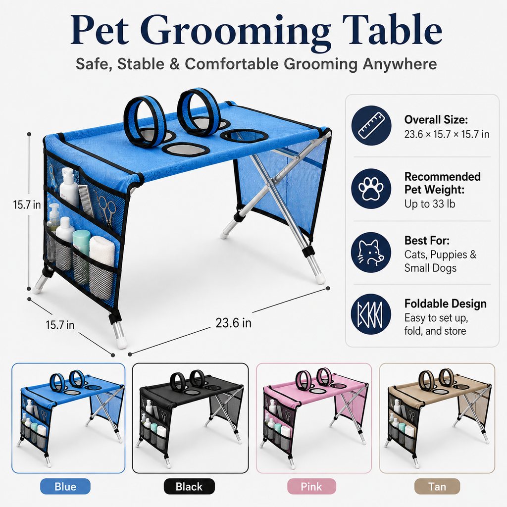 Foldable Pet Grooming Table with 4 Leg Openings