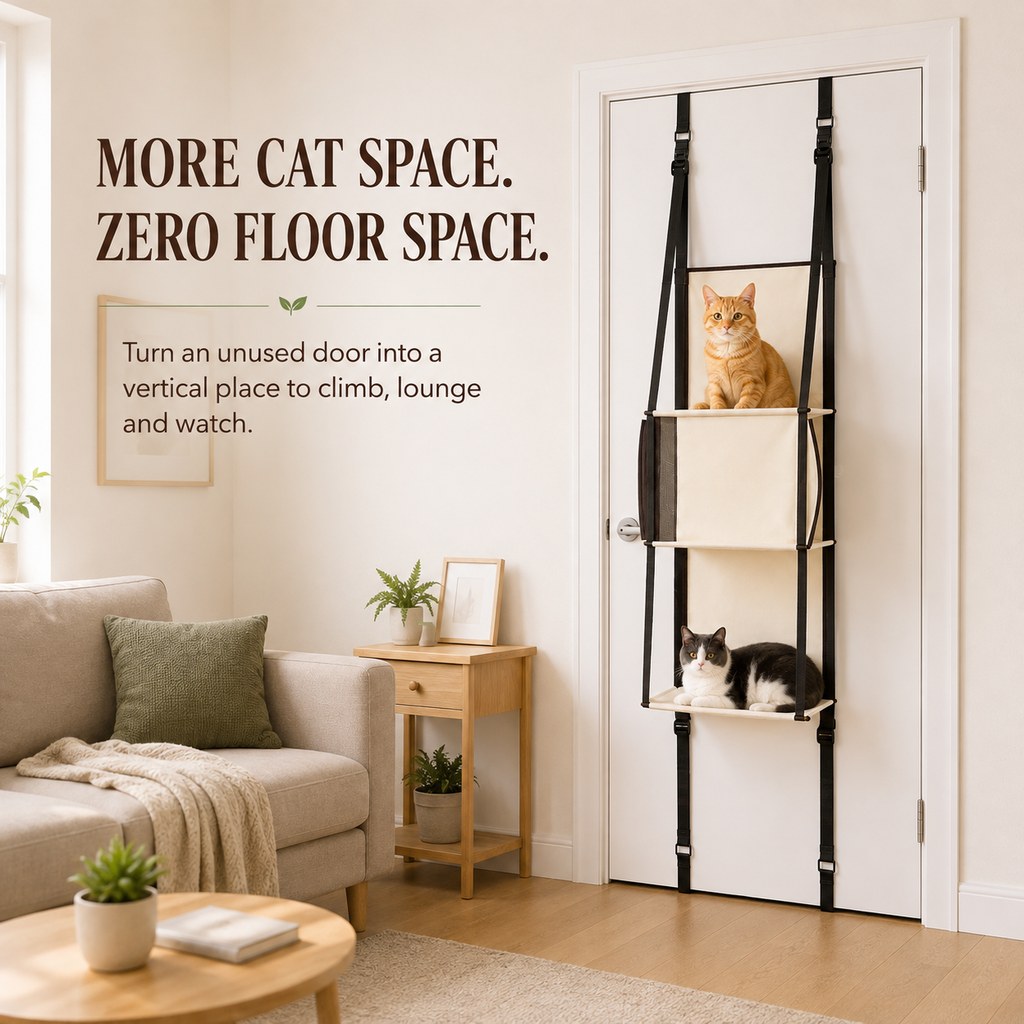 3-Tier Door-Mounted Hanging Cat Tree for Apartments
