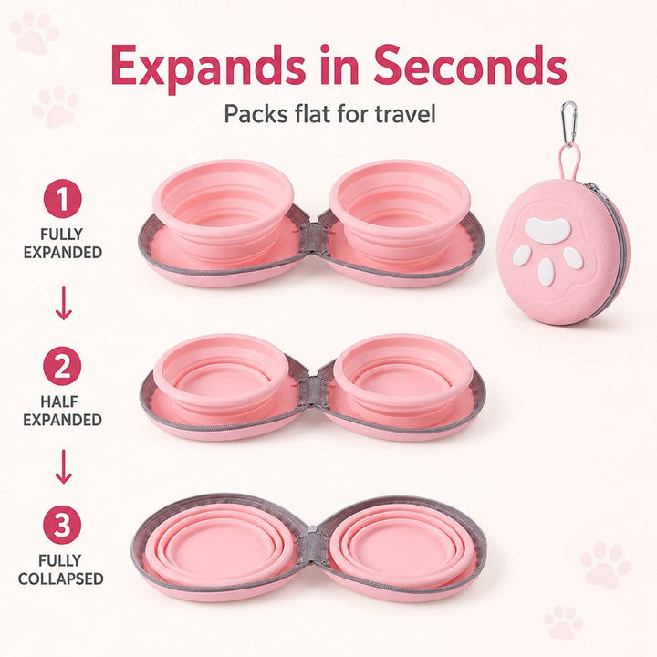 2-in-1 Collapsible Pet Travel Bowl for Walks, Parks & Road Trips