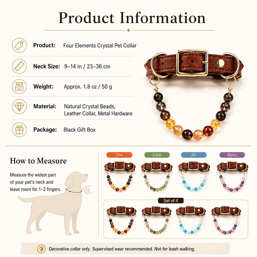 Four Elements Crystal Pet Collar Gift Box for Cats & Small Dogs