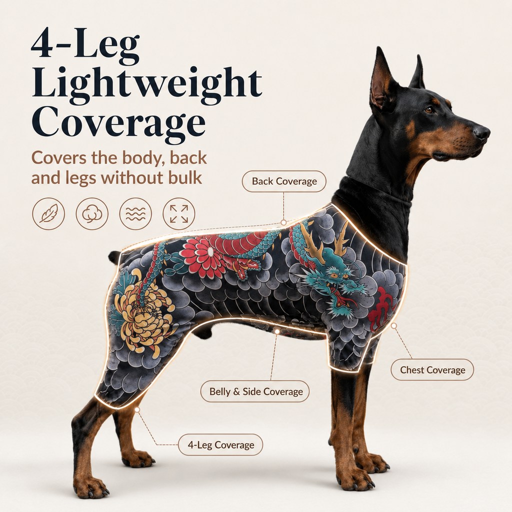 Tattoo Print Dog & Cat Bodysuit for Walks & Photos