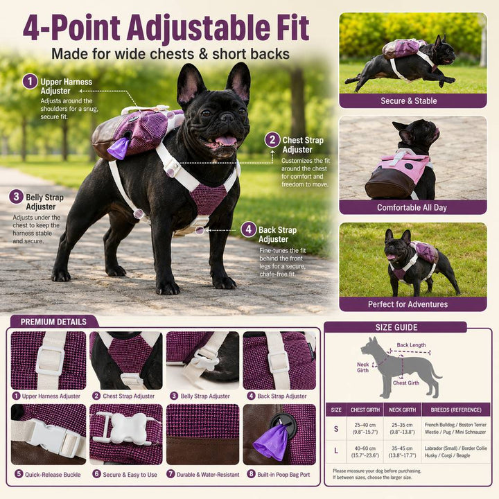 Frenchie Adventure Backpack Harness for Daily Walks