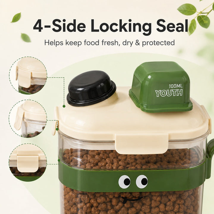 Sealed Pet Food Storage Container with Scoop for Cats & Dogs | Easy, Mess-Free Daily Feeding