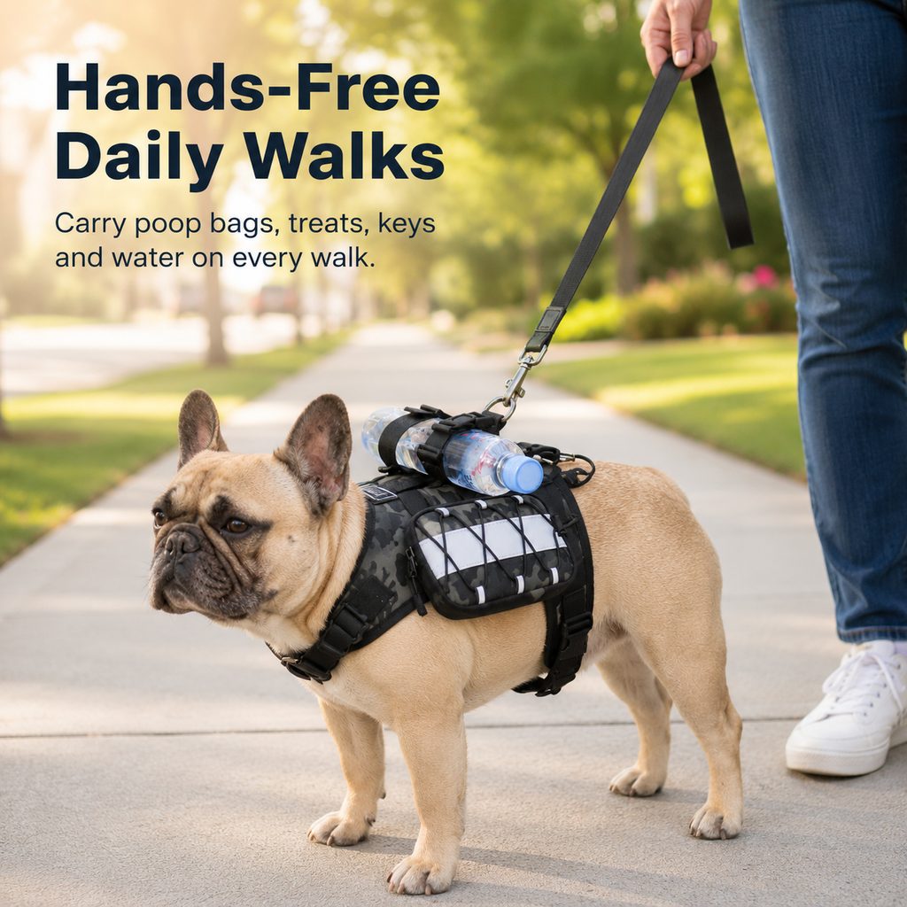 Frenchie Tactical Dog Vest Backpack for Daily Walks