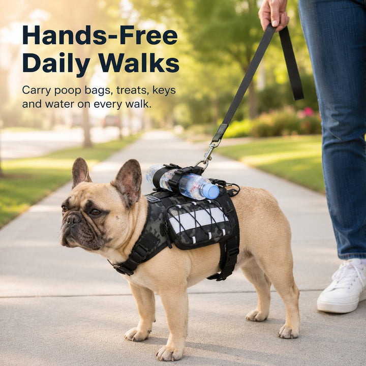 Frenchie Tactical Dog Vest Backpack for Daily Walks