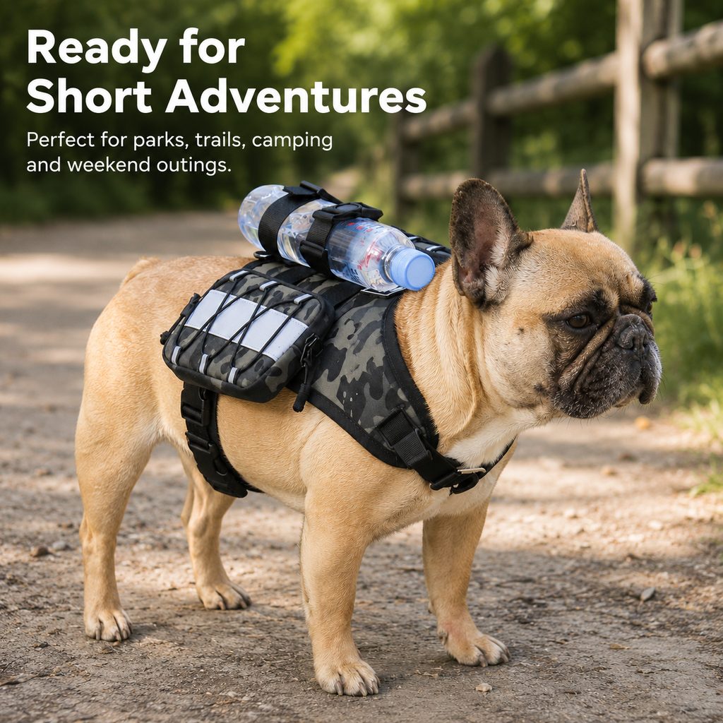 Frenchie Tactical Dog Vest Backpack for Daily Walks