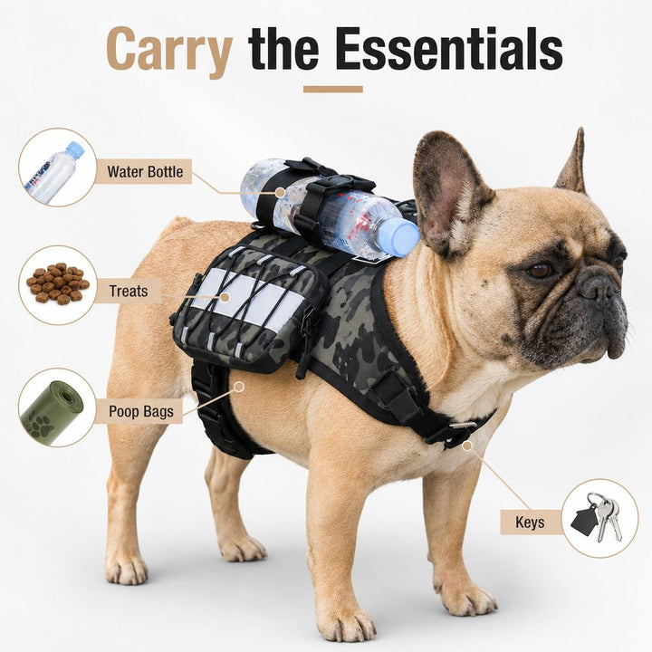 Frenchie Tactical Dog Vest Backpack for Daily Walks
