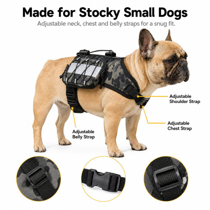 Frenchie Tactical Dog Vest Backpack for Daily Walks