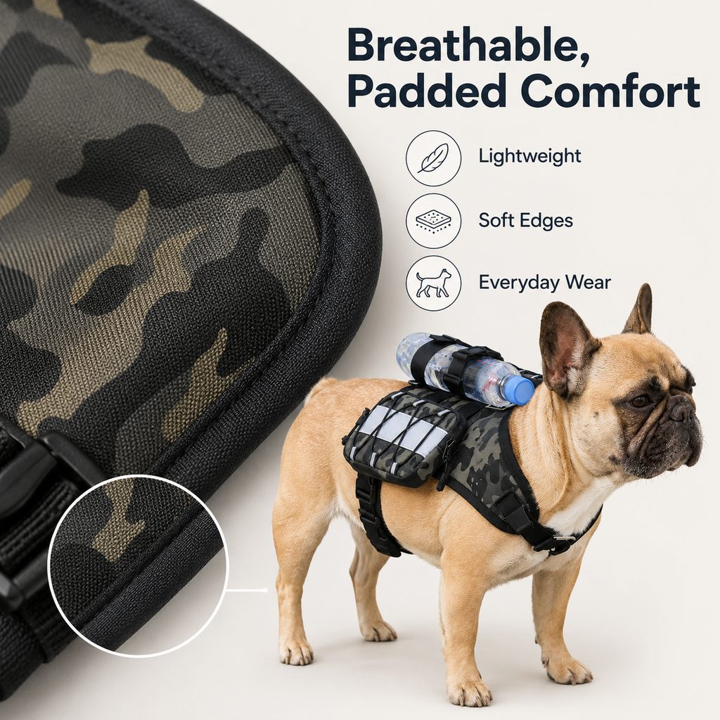 Frenchie Tactical Dog Vest Backpack for Daily Walks
