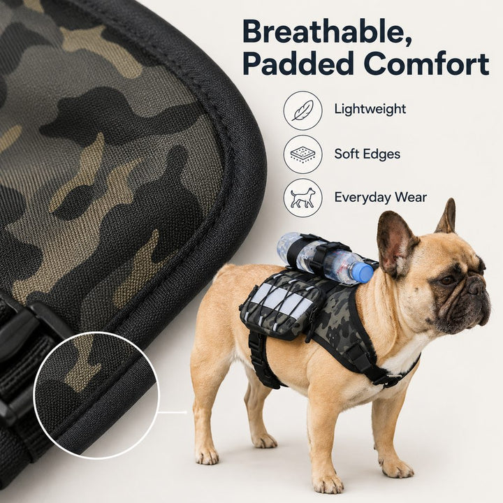 Frenchie Tactical Dog Vest Backpack for Daily Walks