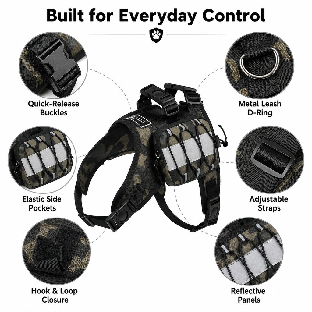Frenchie Tactical Dog Vest Backpack for Daily Walks