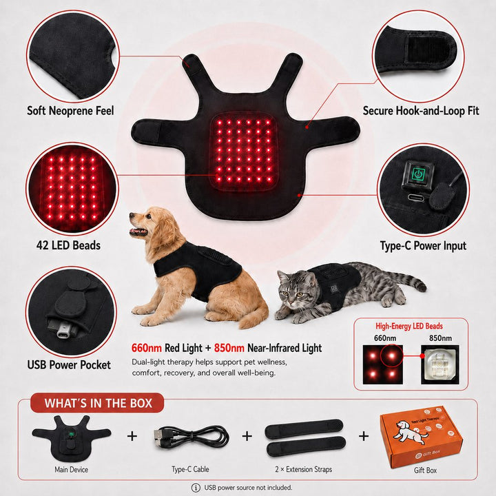 FrenchieGlow Red Light Comfort Vest for French Bulldogs