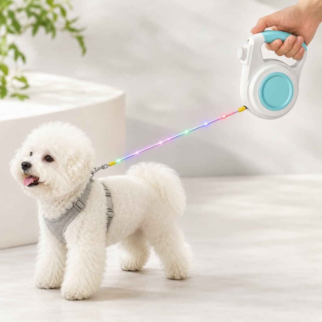Rechargeable Light-Up Retractable Dog Leash for Night Walks