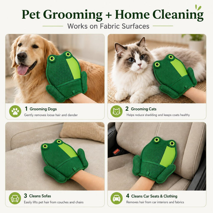 Froggy Pet Hair Removal Grooming Mitt for Cats & Dogs