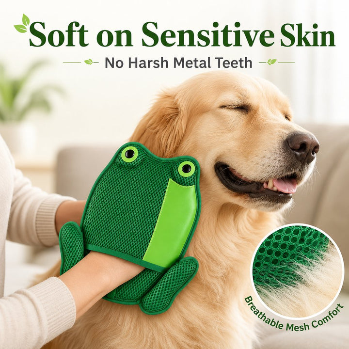 Froggy Pet Hair Removal Grooming Mitt for Cats & Dogs
