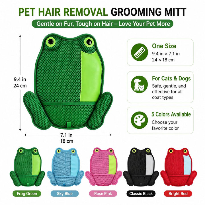 Froggy Pet Hair Removal Grooming Mitt for Cats & Dogs