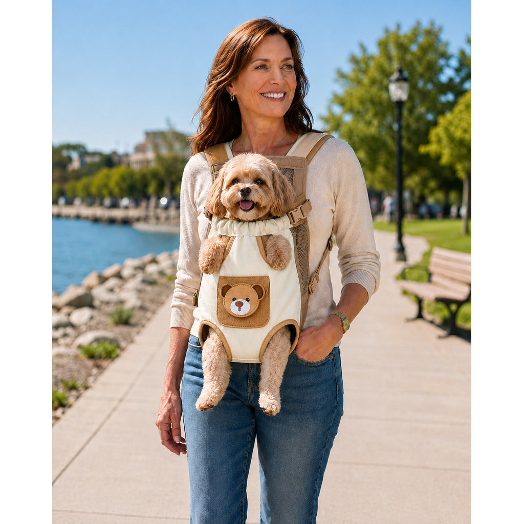 Front-Facing Pet Carrier Backpack for Cats & Small Dogs, Hands-Free Travel Carrier With Breathable Mesh, Adjustable Neck