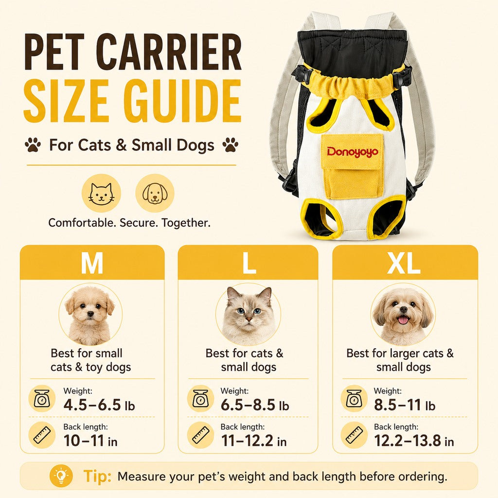 Front-Facing Pet Carrier Backpack for Cats & Small Dogs, Hands-Free Travel Carrier With Breathable Mesh, Adjustable Neck