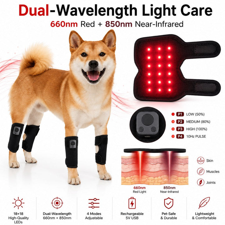 Rechargeable Red Light Therapy Dog Knee Wrap for Senior Dogs