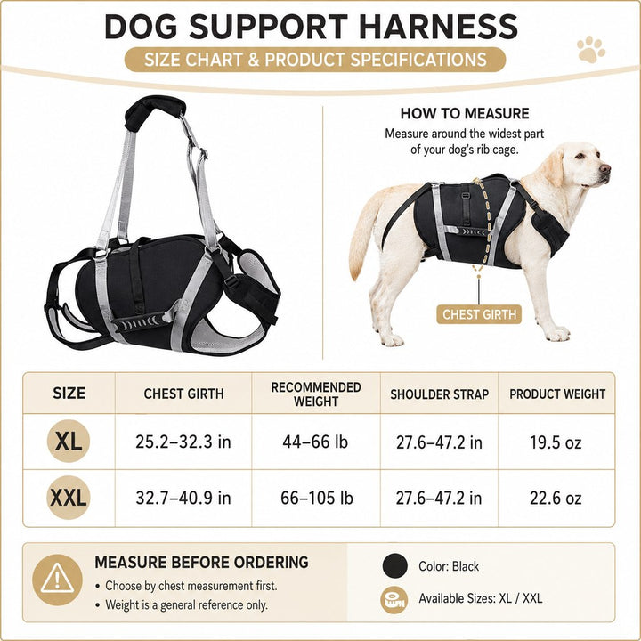 Full-Body Dog Lift Support Harness for Large Senior Dogs | Easier Stairs, Standing & Car Entry
