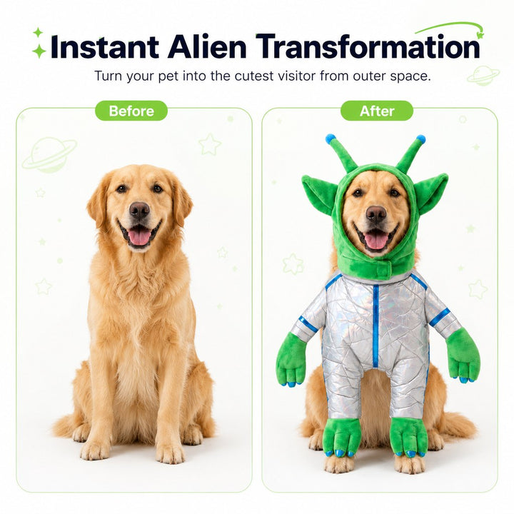 Green Alien Pet Costume for Dogs & Cats