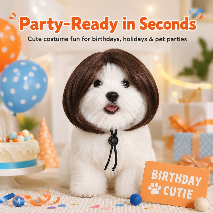 Funny Short Bob Pet Wig for Photos & Parties | Easy Costume Prop for Cats & Small Dogs