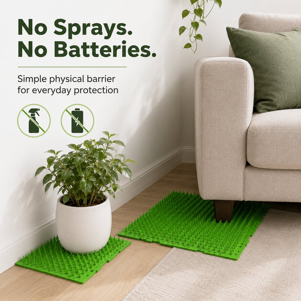 2-Pack Green Cut-to-Fit Cat Deterrent Mat for Sofas, Plants & Balconies