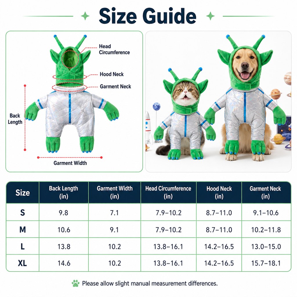 Green Alien Pet Costume for Dogs & Cats