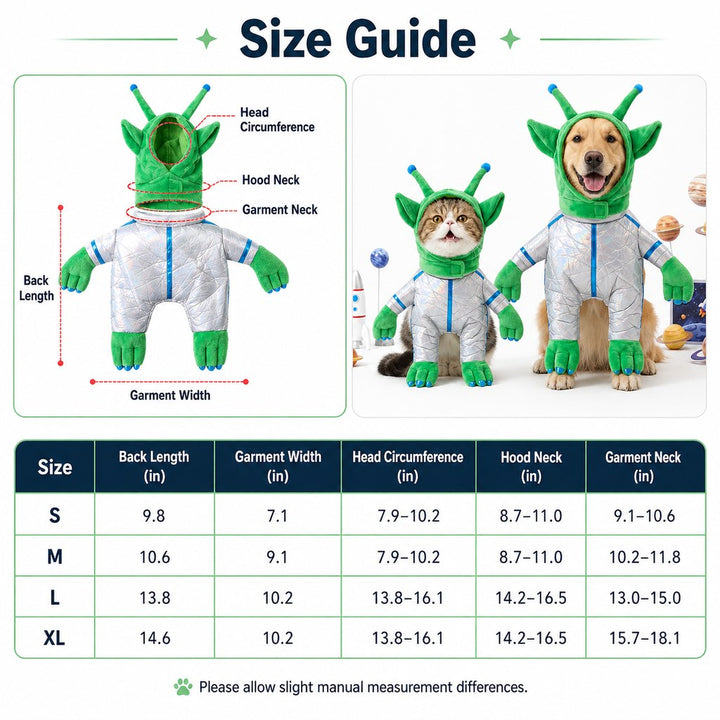 Green Alien Pet Costume for Dogs & Cats