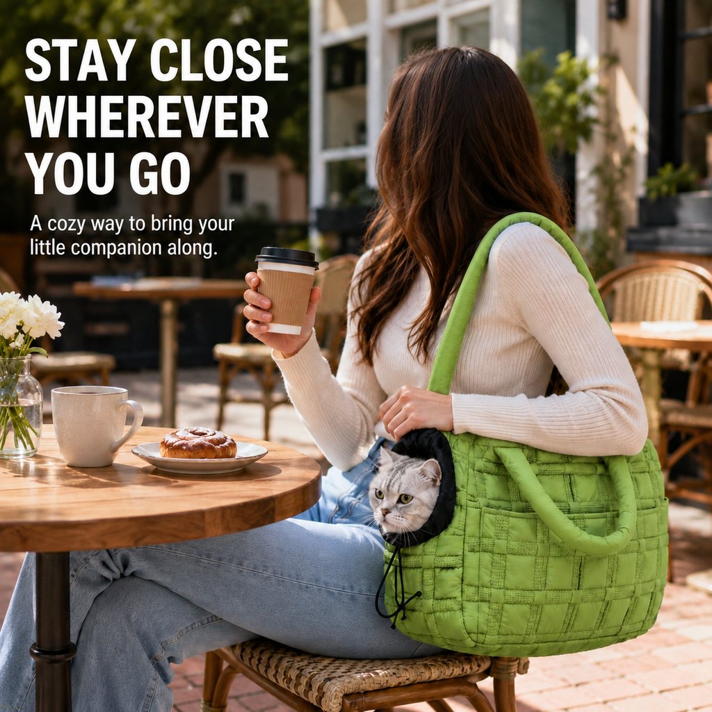 Quilted Pet Carrier Tote for Cats & Small Dogs