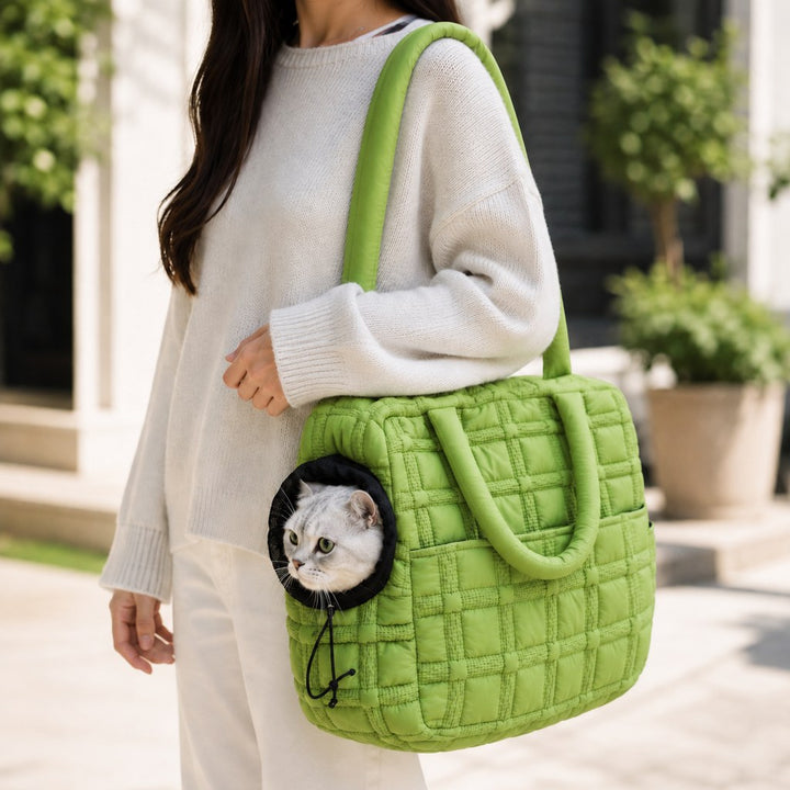 Quilted Pet Carrier Tote for Cats & Small Dogs