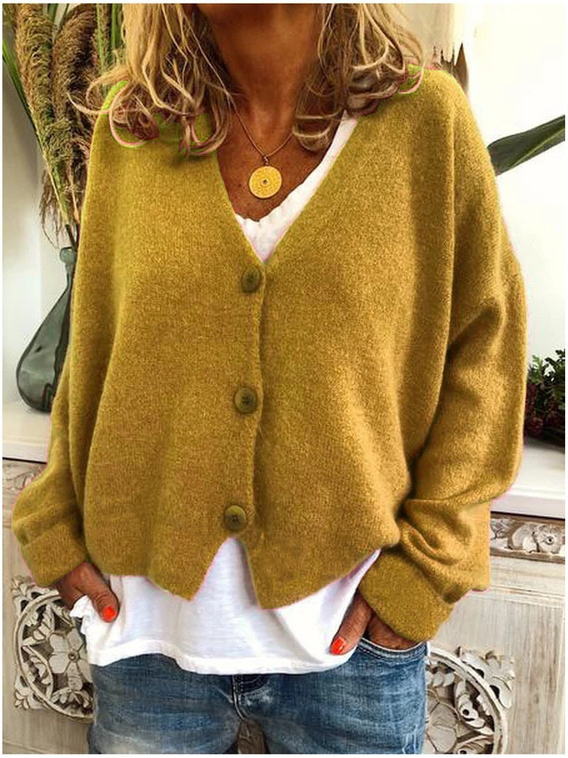 Women's Oversized Cardigan for Layering in Yellow