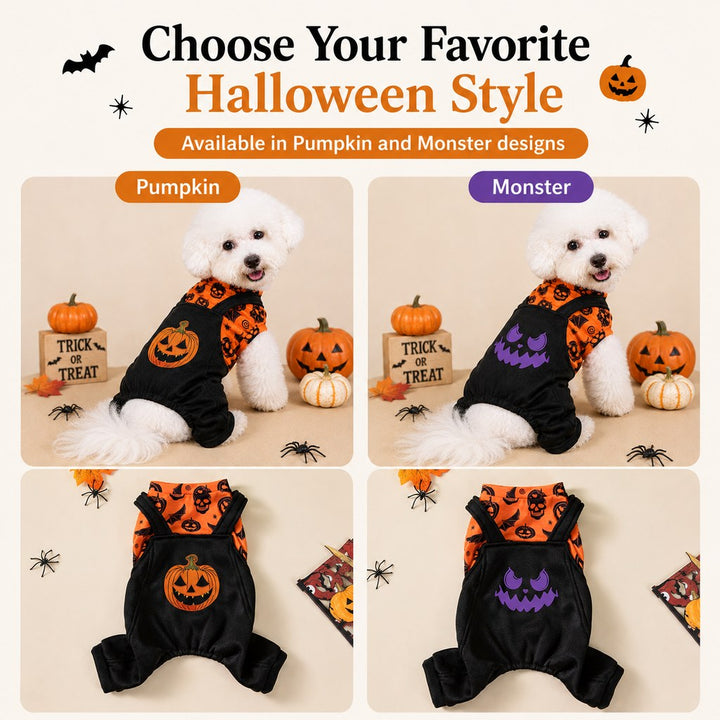 Halloween Dog Jumpsuit for Parties & Photos | Soft Pumpkin Pet Costume