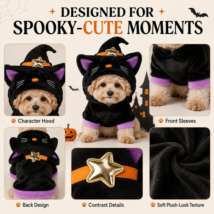 Halloween Dog & Cat Costume Hoodie | One-Piece Spooky Outfit for Parties, Photos & Fall Fun