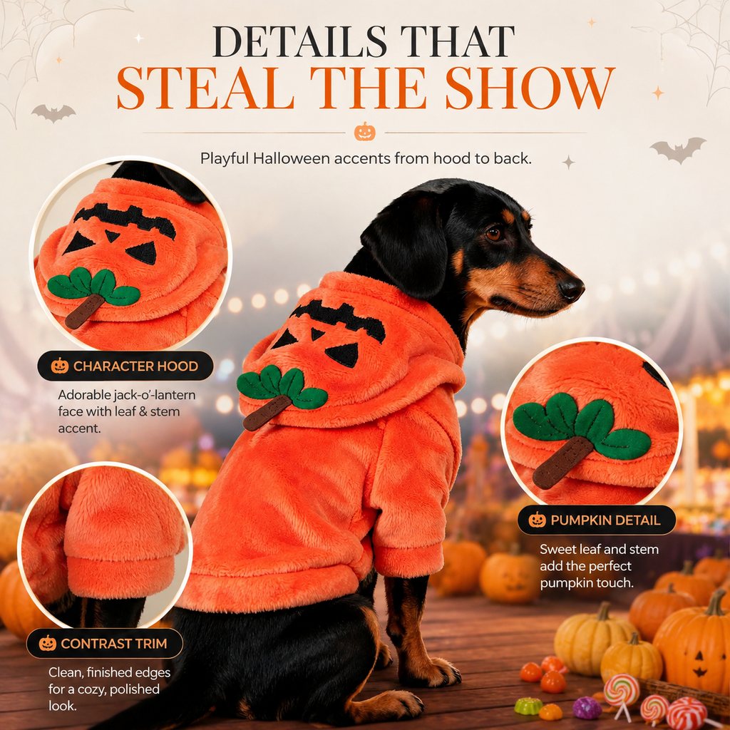 Halloween Dog & Cat Costume Hoodie | One-Piece Spooky Outfit for Parties, Photos & Fall Fun
