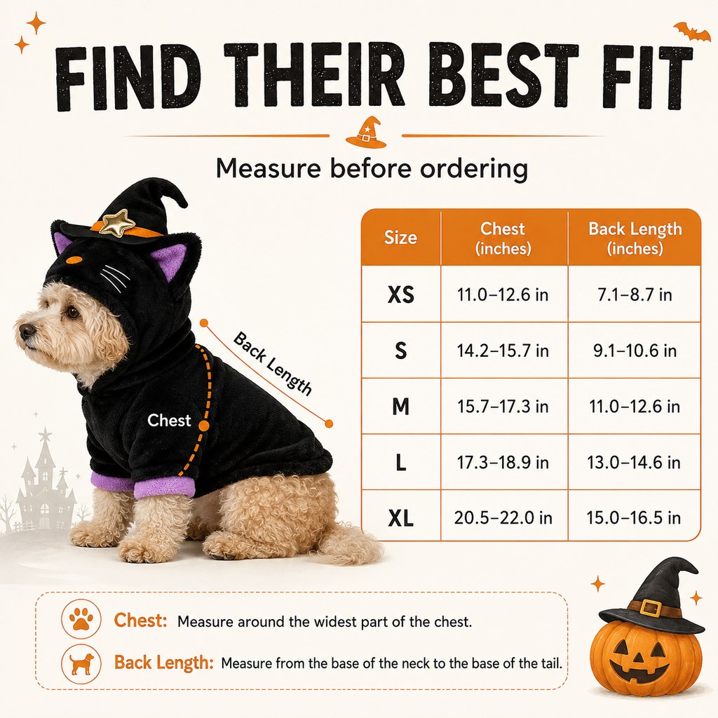 Halloween Dog & Cat Costume Hoodie | One-Piece Spooky Outfit for Parties, Photos & Fall Fun