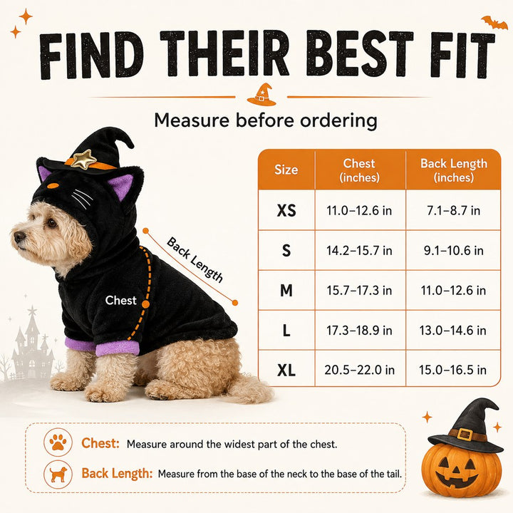 Halloween Dog & Cat Costume Hoodie | One-Piece Spooky Outfit for Parties, Photos & Fall Fun