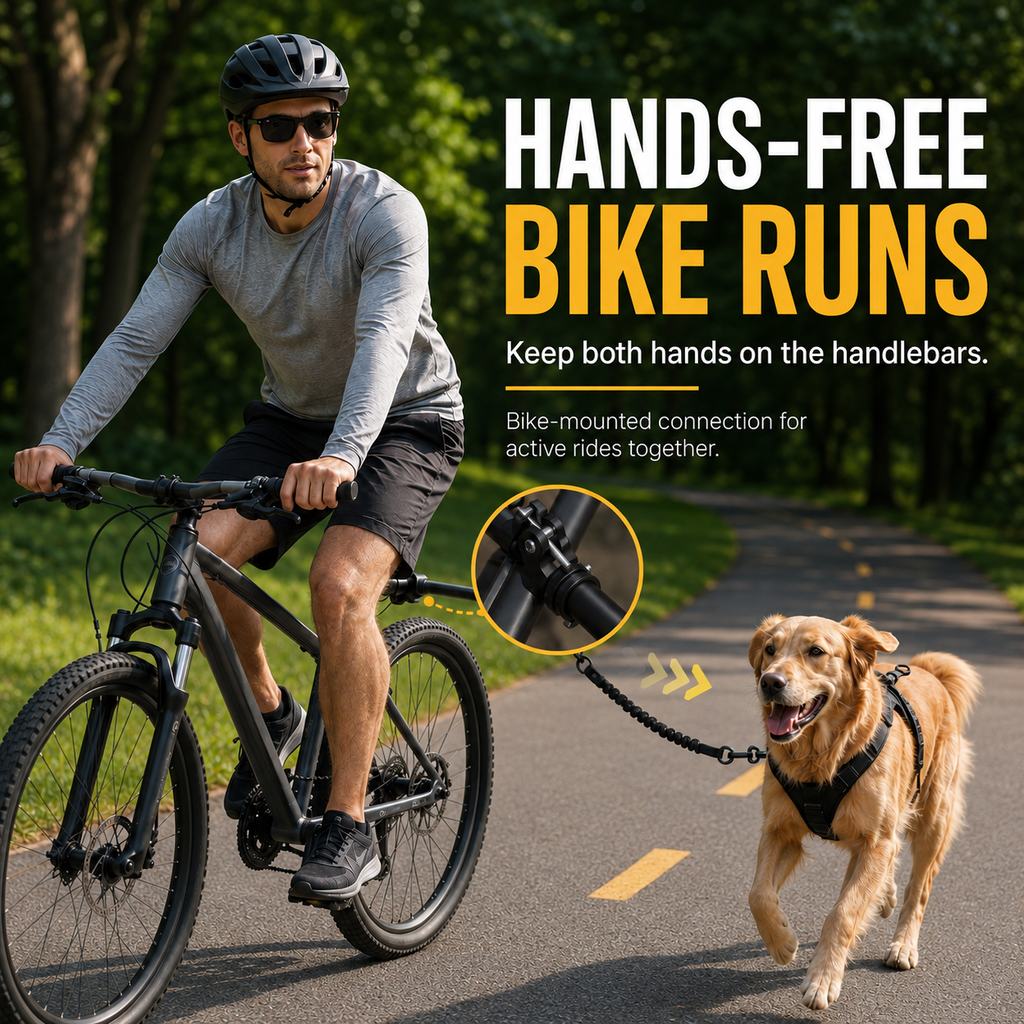 Hands-Free Dog Bike Leash with Shock-Absorbing Bungee