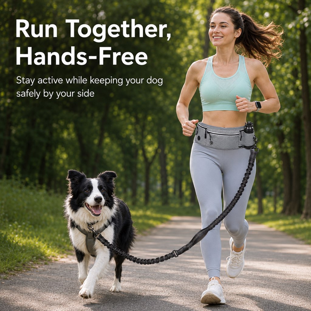 Hands-Free Dog Running Leash Waist Belt