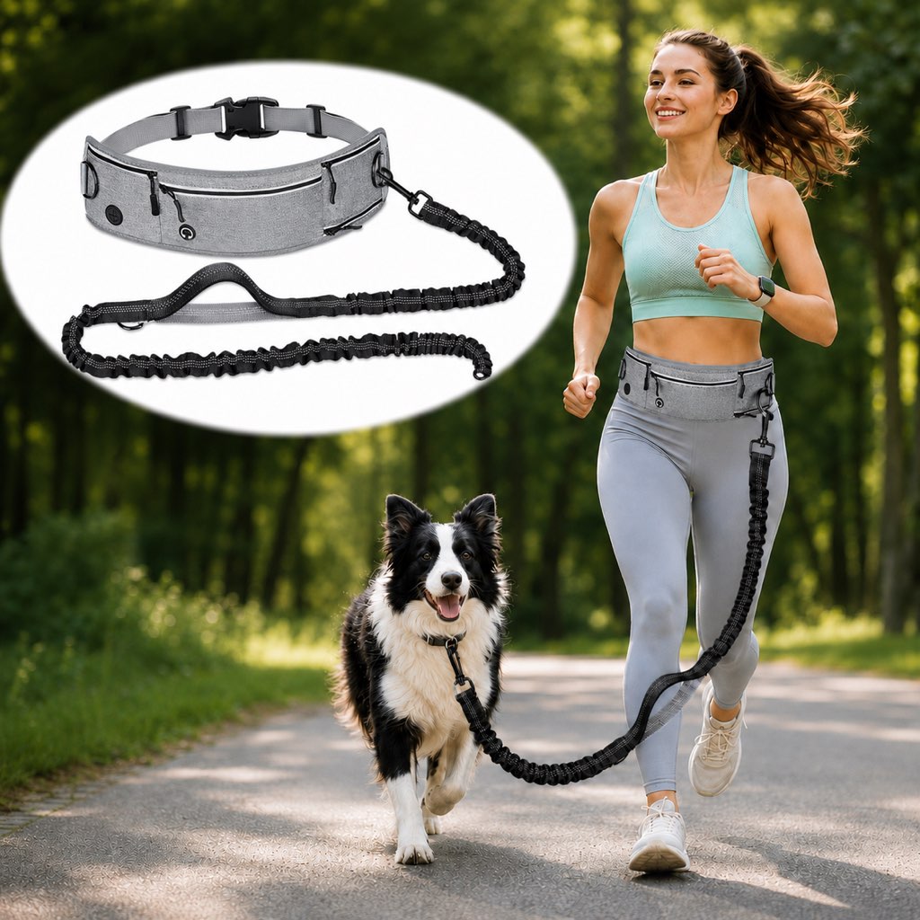 Hands-Free Dog Running Leash Waist Belt
