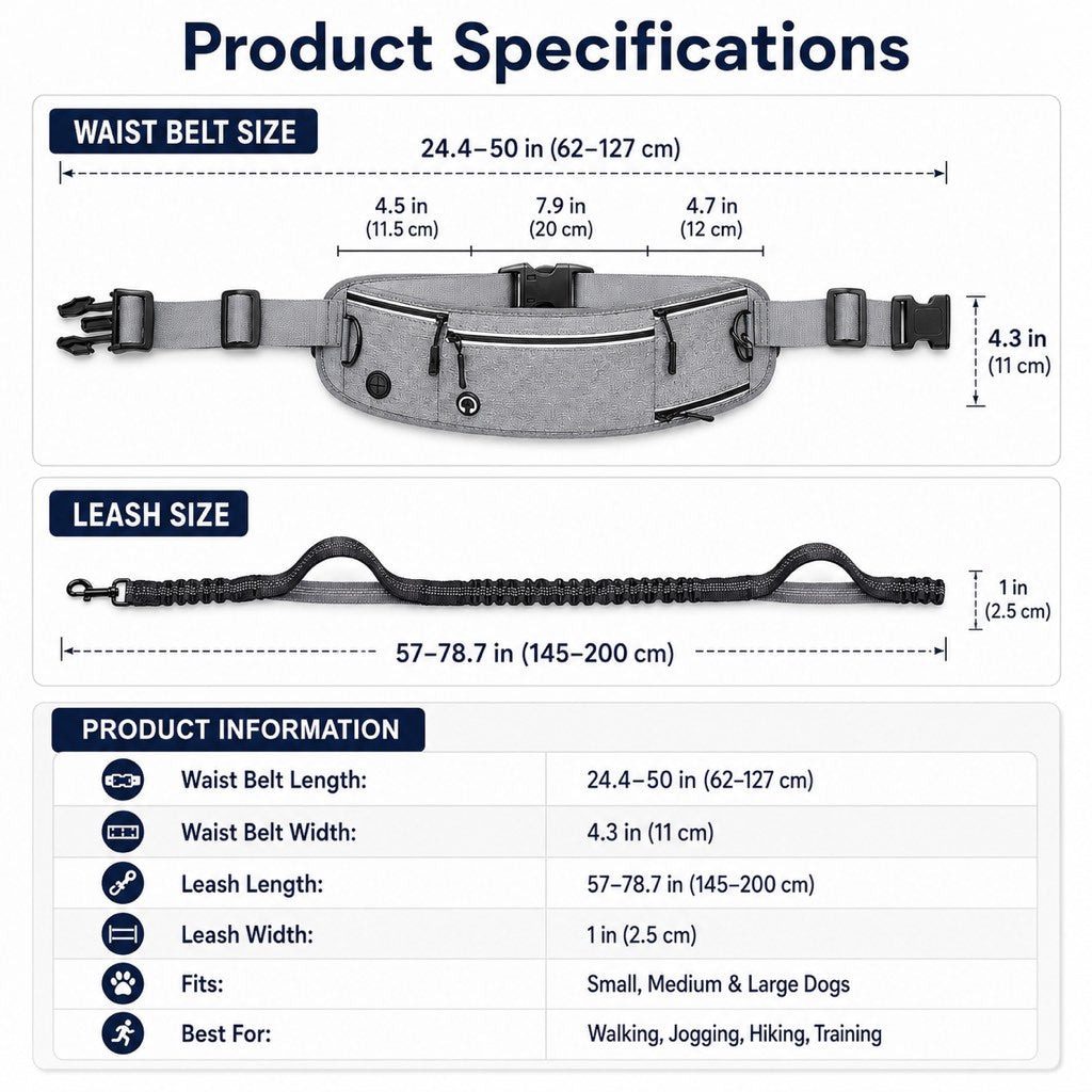 Hands-Free Dog Running Leash Waist Belt