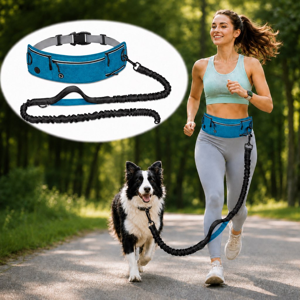 Hands-Free Dog Running Leash Waist Belt