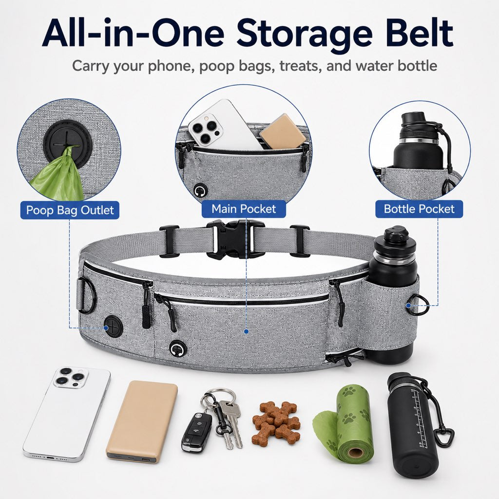 Hands-Free Dog Running Leash Waist Belt