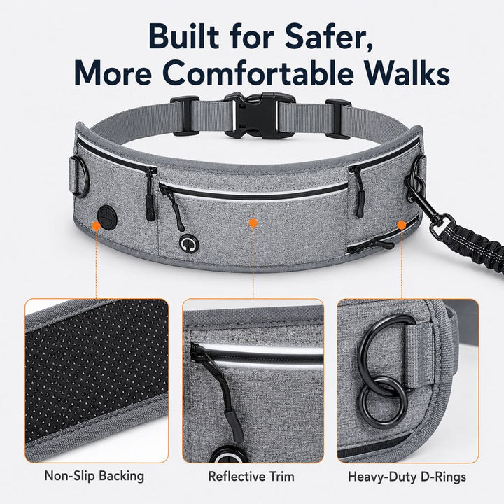 Hands-Free Dog Running Leash Waist Belt