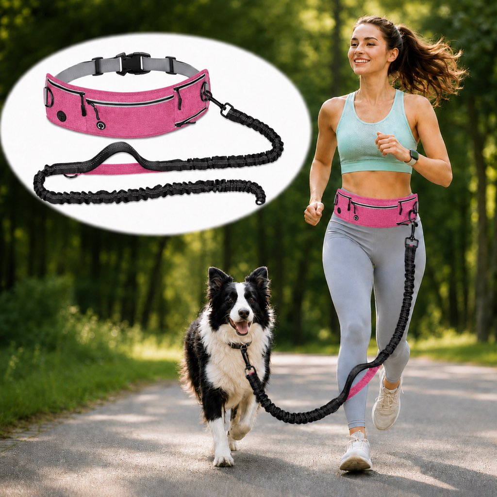 Hands-Free Dog Running Leash Waist Belt