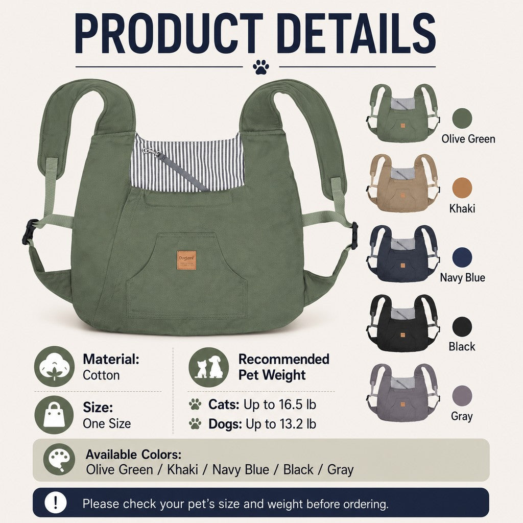 Hands-Free Front Pet Carrier for Small Dogs & Cats