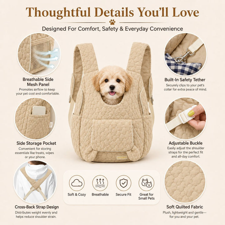 Hands-Free Front Pet Carrier Backpack for Small Dogs & Cats